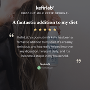 Original coconut milk kefir bottle, KefirLab branding on label