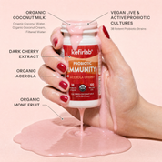 kefirlab probiotic immunity shot bottle pouring pink liquid