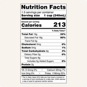 Nutrition Facts label for kefirlab probiotic coconut milk kefir, 1 cup serving