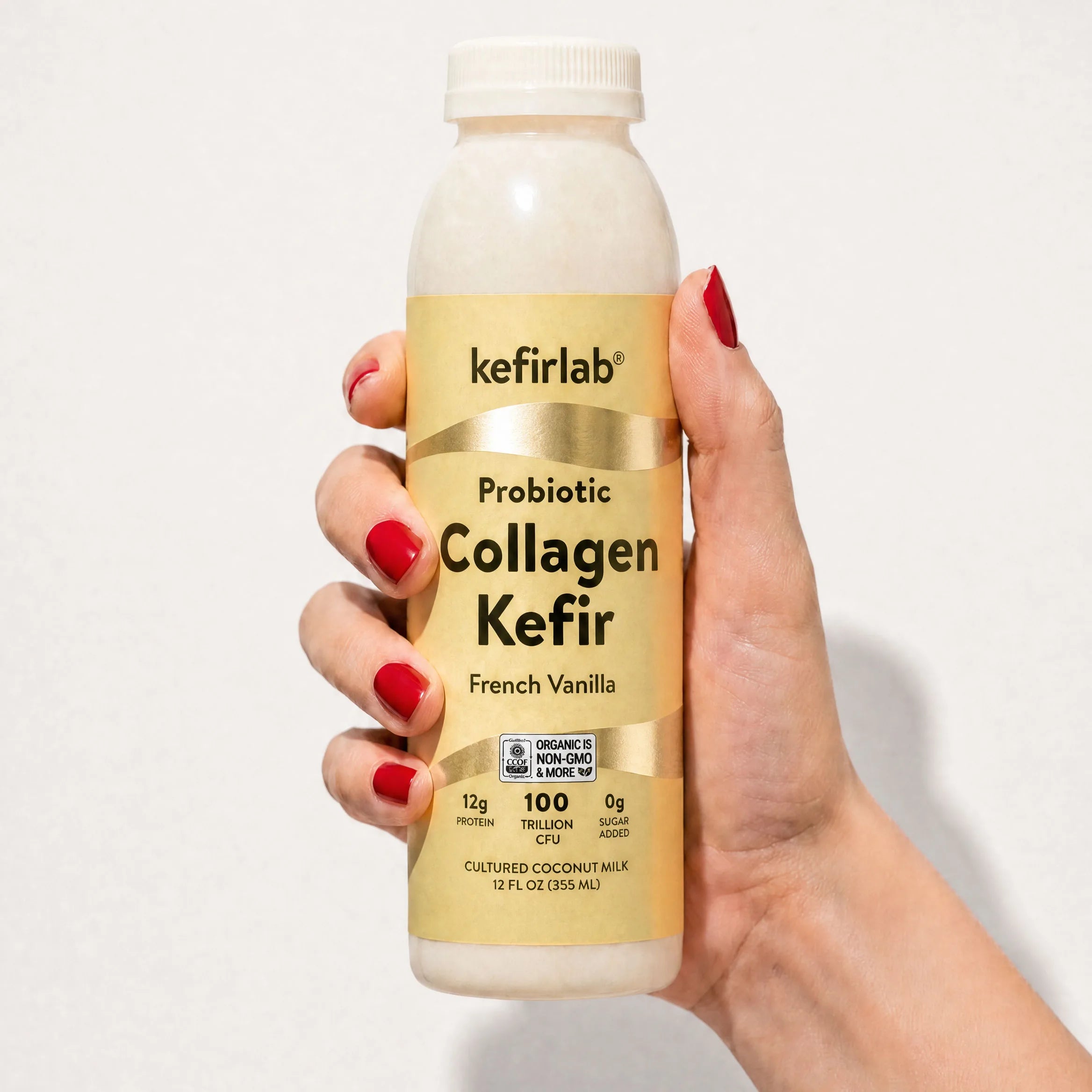 Kefir lab probiotic collagen kefir bottle, French vanilla flavor, 12 fl oz