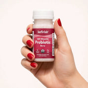 KefirLab probiotic berry shot bottle with white cap and red label